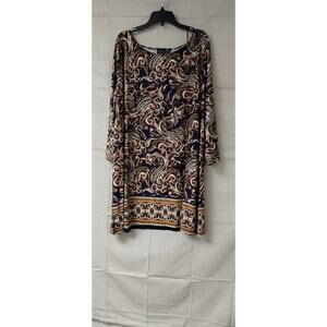La Vanya Womens Mini Dress Long Sleeve Stretch Pullover Paisley Multicolor 3X